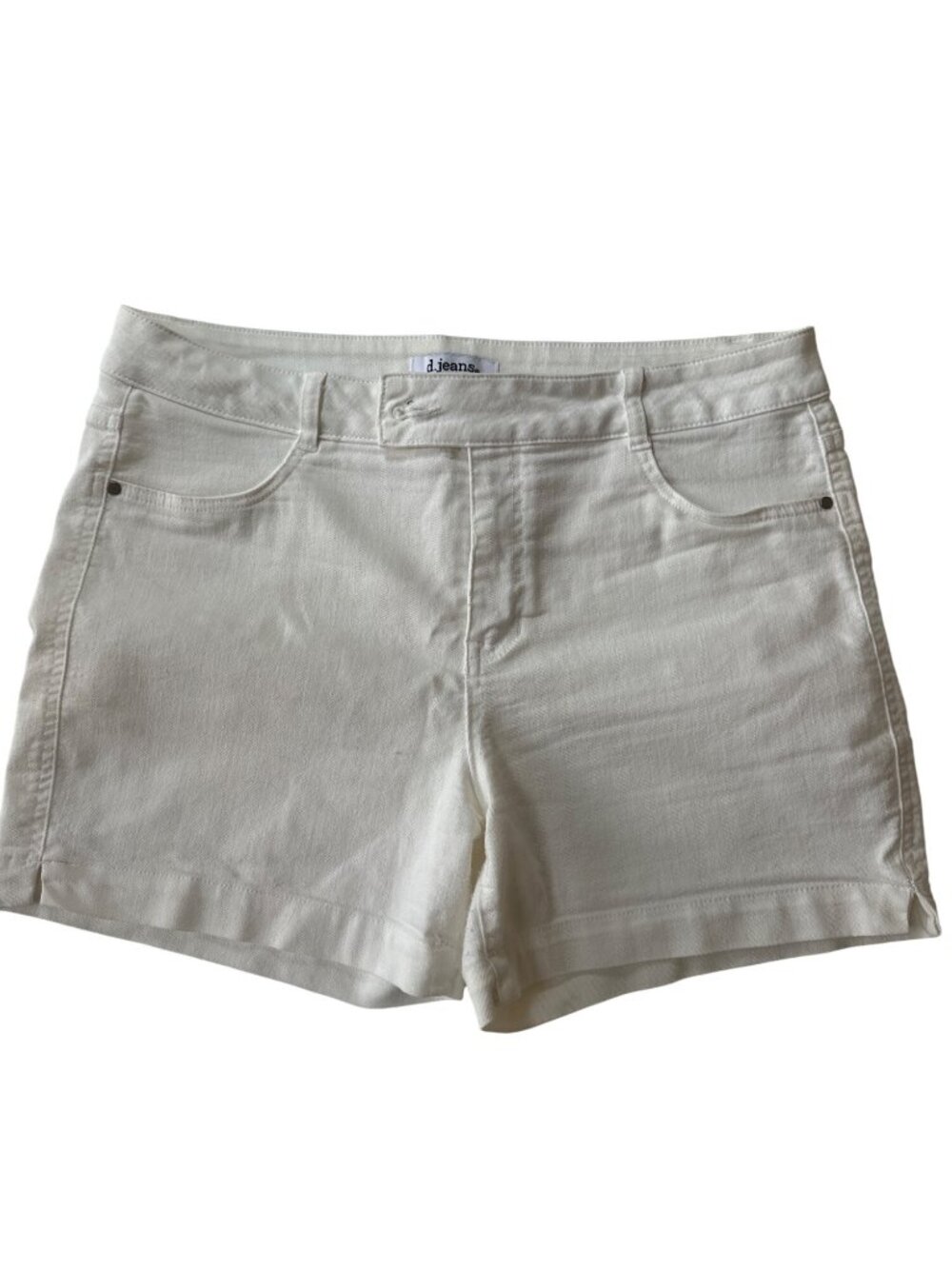 D.Jeans Womens White Denim Shorts Size 14 Stretch Casual Summer Lightweight